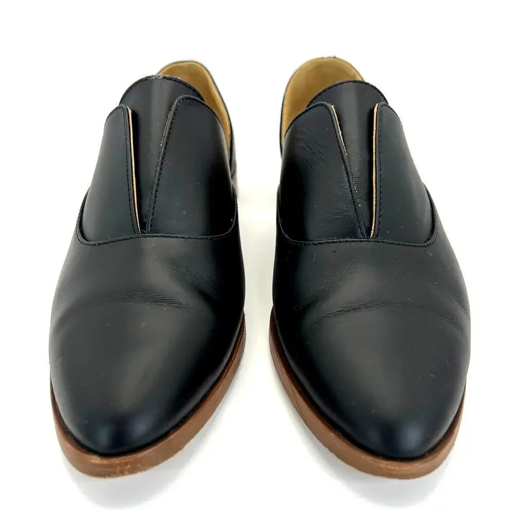 Nisolo Emma d'Orsay Oxford 2.0 Loafer Low Heel Slip On Black Leather 8.5